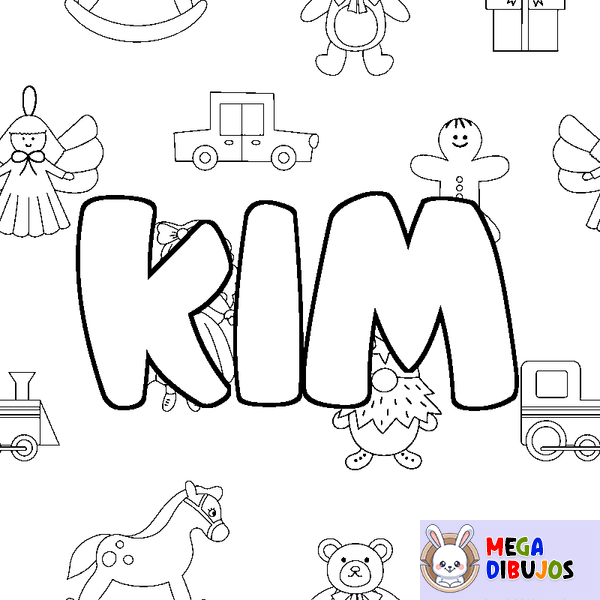Coloraci&oacute;n del nombre KIM - decorado juguetes