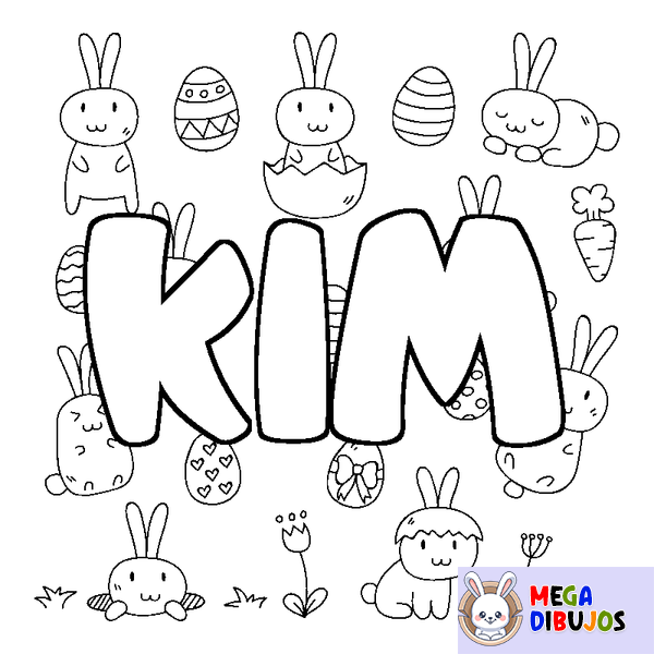 Coloraci&oacute;n del nombre KIM - decorado Pascua