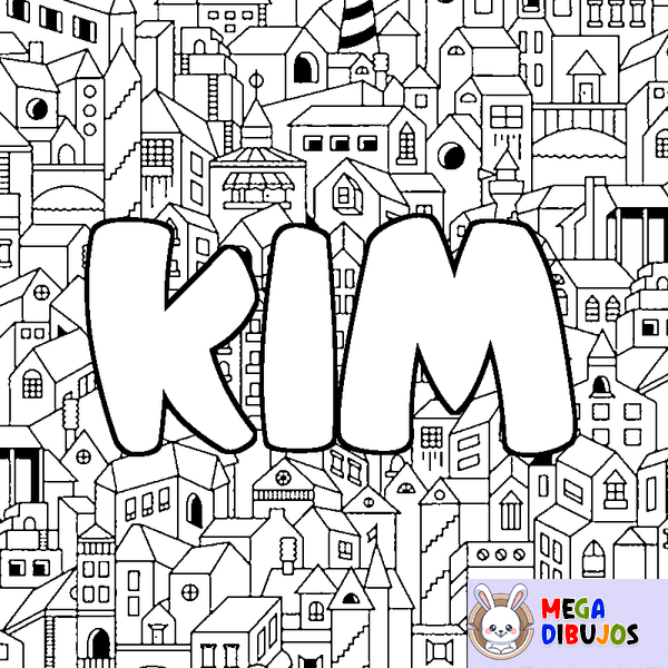 Coloraci&oacute;n del nombre KIM - decorado ciudad