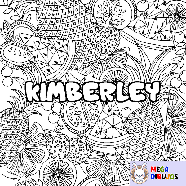 Coloraci&oacute;n del nombre KIMBERLEY - decorado mandala de frutas
