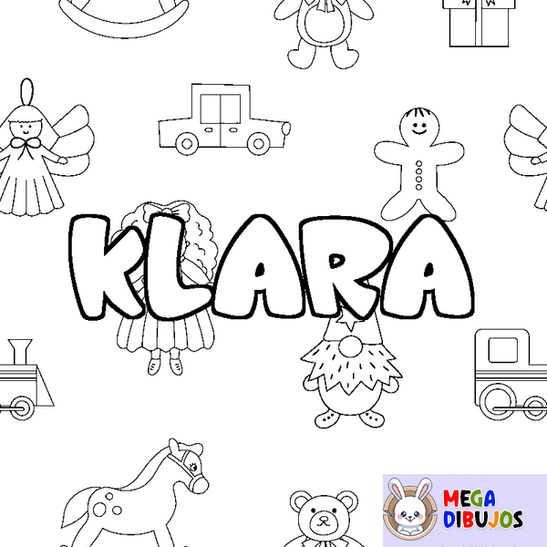Coloraci&oacute;n del nombre KLARA - decorado juguetes