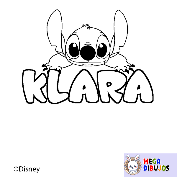 Coloraci&oacute;n del nombre KLARA - decorado Stitch