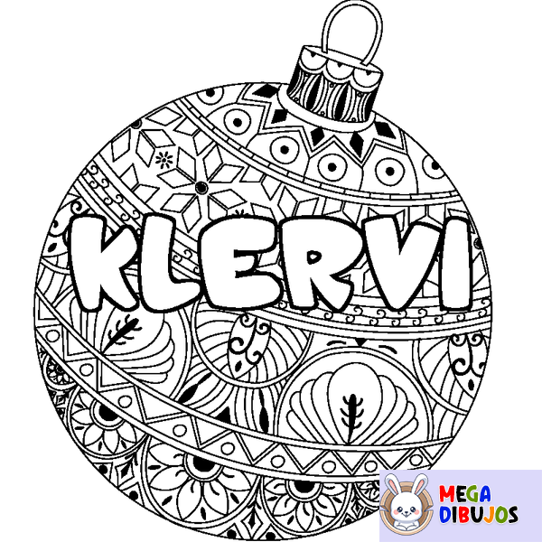 Coloraci&oacute;n del nombre KLERVI - decorado bola de Navidad