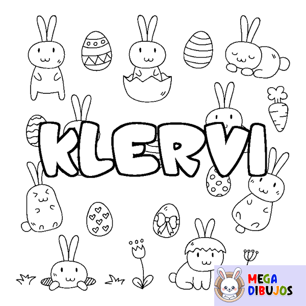Coloraci&oacute;n del nombre KLERVI - decorado Pascua