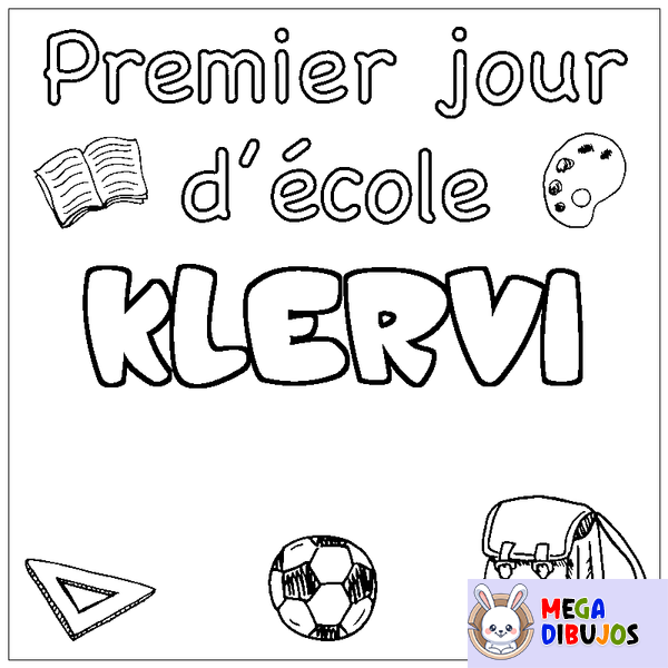 Coloraci&oacute;n del nombre KLERVI - decorado primer d&iacute;a de escuela
