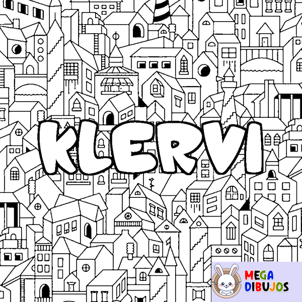 Coloraci&oacute;n del nombre KLERVI - decorado ciudad