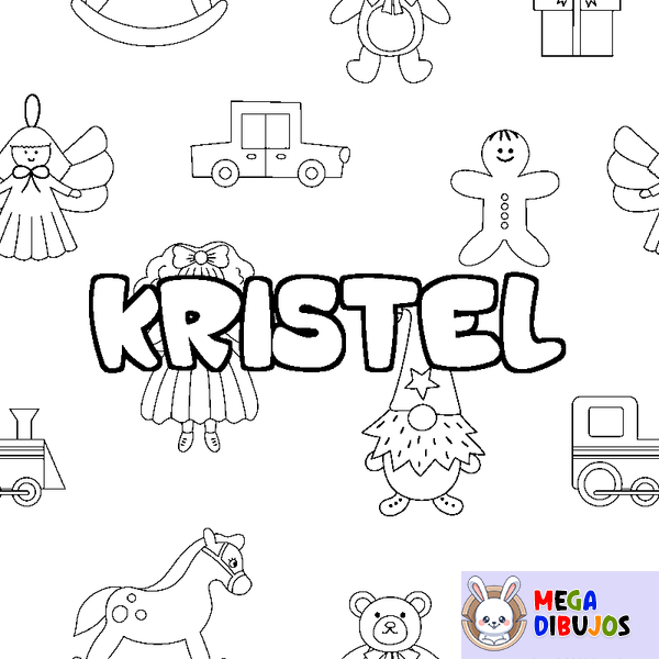 Coloraci&oacute;n del nombre KRISTEL - decorado juguetes