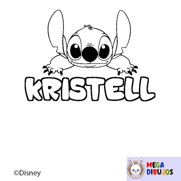 Coloraci&oacute;n del nombre KRISTELL - decorado Stitch