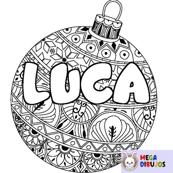 Coloraci&oacute;n del nombre LUCA - decorado bola de Navidad