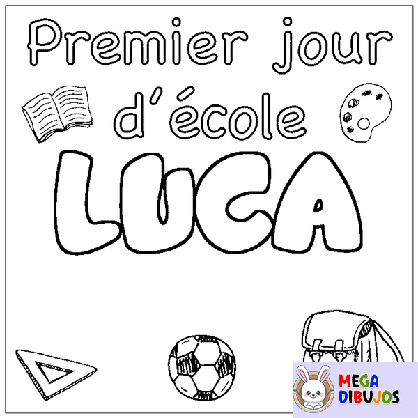 Coloraci&oacute;n del nombre LUCA - decorado primer d&iacute;a de escuela