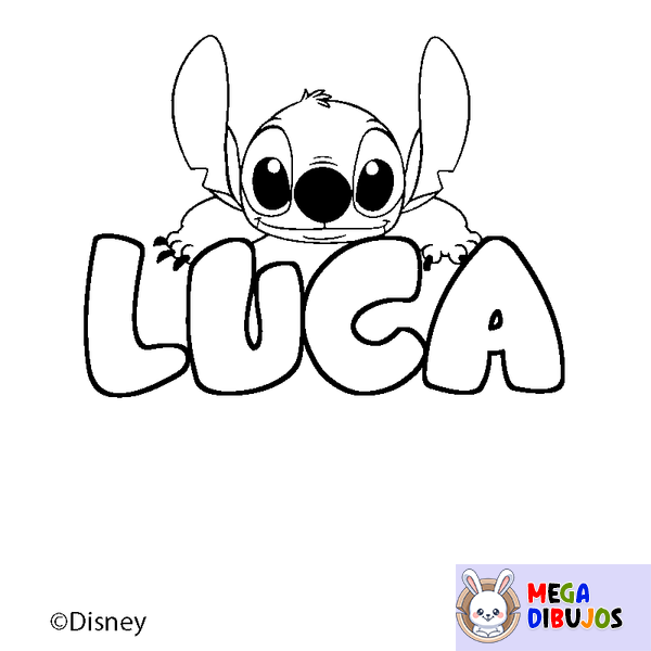 Coloraci&oacute;n del nombre LUCA - decorado Stitch