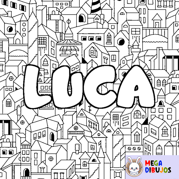 Coloraci&oacute;n del nombre LUCA - decorado ciudad