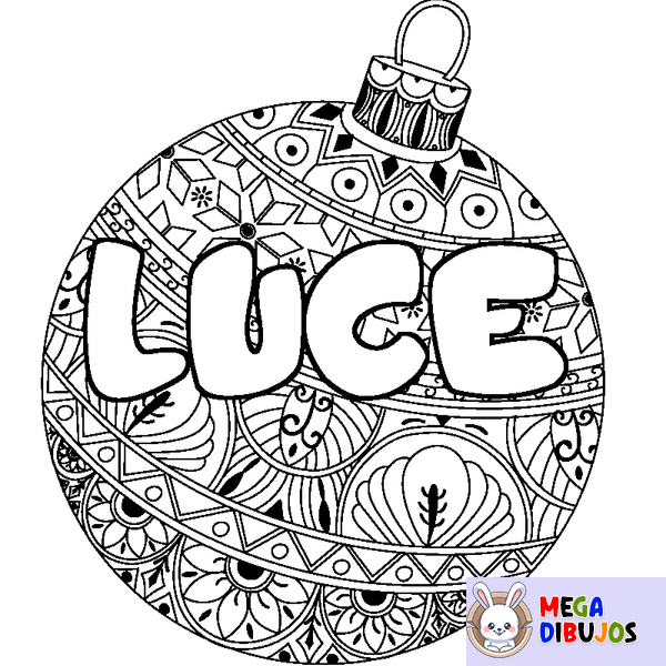 Coloraci&oacute;n del nombre LUCE - decorado bola de Navidad