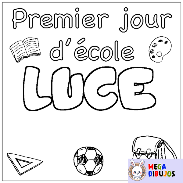 Coloraci&oacute;n del nombre LUCE - decorado primer d&iacute;a de escuela