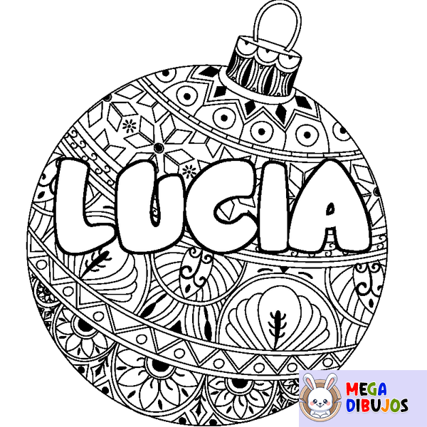 Coloraci&oacute;n del nombre LUCIA - decorado bola de Navidad