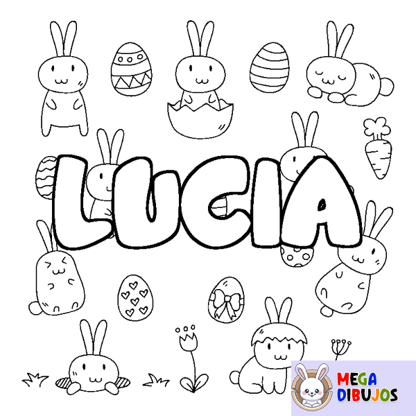Coloraci&oacute;n del nombre LUCIA - decorado Pascua