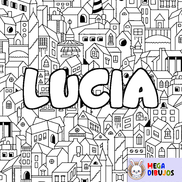 Coloraci&oacute;n del nombre LUCIA - decorado ciudad