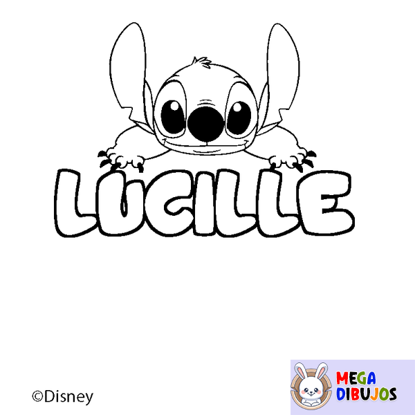 Coloraci&oacute;n del nombre LUCILLE - decorado Stitch