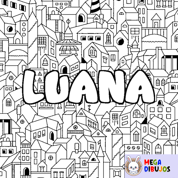 Coloraci&oacute;n del nombre LUANA - decorado ciudad