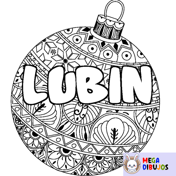 Coloraci&oacute;n del nombre LUBIN - decorado bola de Navidad