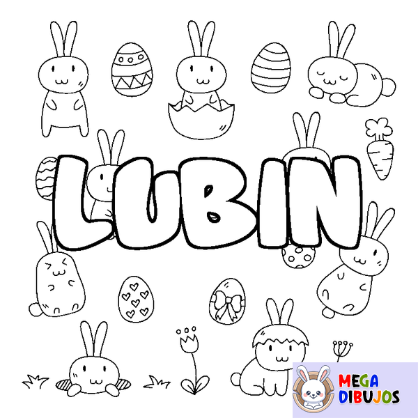 Coloraci&oacute;n del nombre LUBIN - decorado Pascua