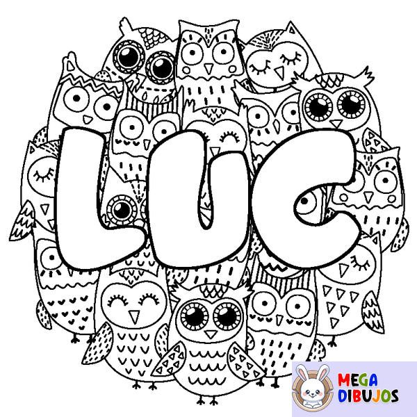 Coloraci&oacute;n del nombre LUC - decorado b&uacute;hos