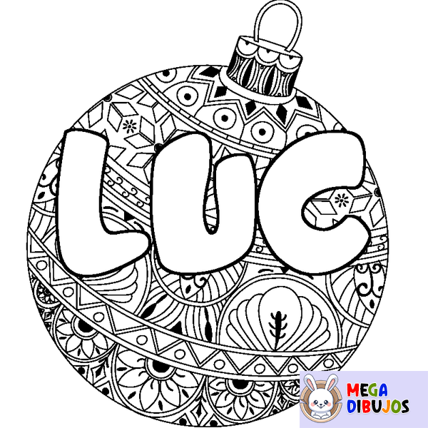 Coloraci&oacute;n del nombre LUC - decorado bola de Navidad