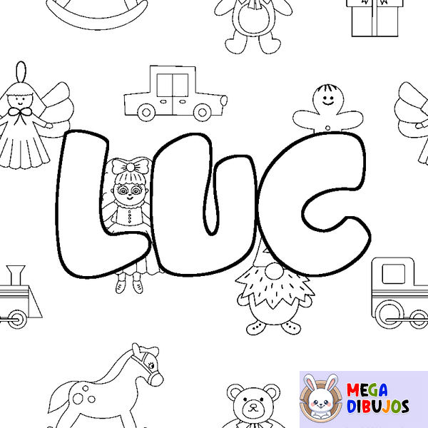 Coloraci&oacute;n del nombre LUC - decorado juguetes
