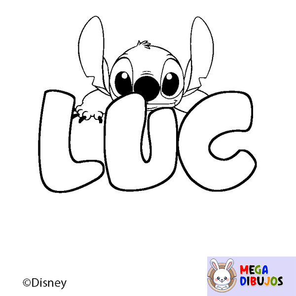 Coloraci&oacute;n del nombre LUC - decorado Stitch