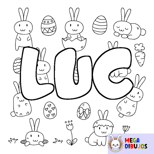 Coloraci&oacute;n del nombre LUC - decorado Pascua