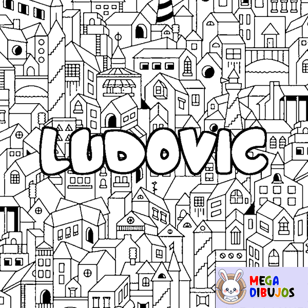 Coloraci&oacute;n del nombre LUDOVIC - decorado ciudad