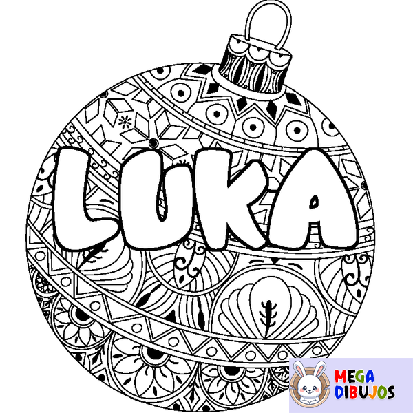 Coloraci&oacute;n del nombre LUKA - decorado bola de Navidad