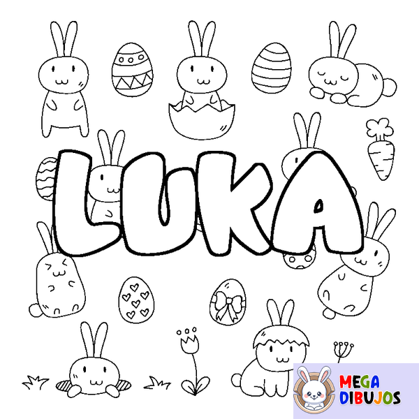 Coloraci&oacute;n del nombre LUKA - decorado Pascua
