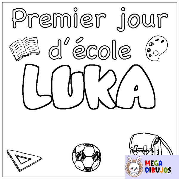 Coloraci&oacute;n del nombre LUKA - decorado primer d&iacute;a de escuela