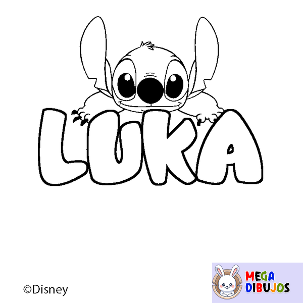Coloraci&oacute;n del nombre LUKA - decorado Stitch