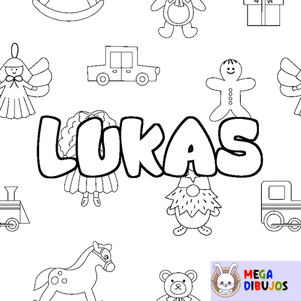 Coloraci&oacute;n del nombre LUKAS - decorado juguetes