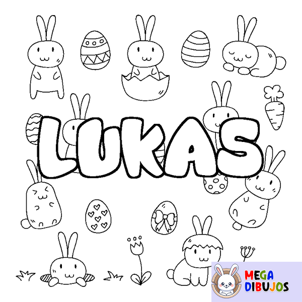 Coloraci&oacute;n del nombre LUKAS - decorado Pascua