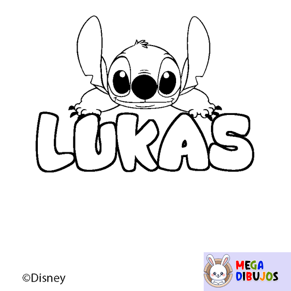 Coloraci&oacute;n del nombre LUKAS - decorado Stitch