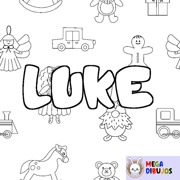 Coloraci&oacute;n del nombre LUKE - decorado juguetes