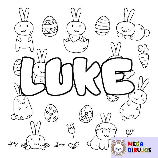 Coloraci&oacute;n del nombre LUKE - decorado Pascua