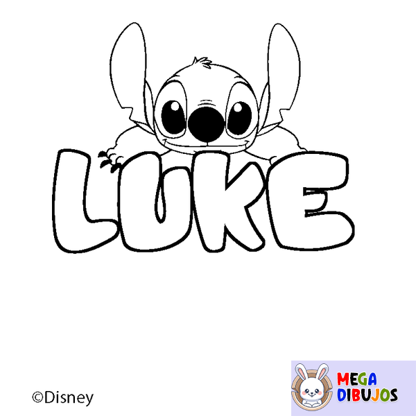 Coloraci&oacute;n del nombre LUKE - decorado Stitch