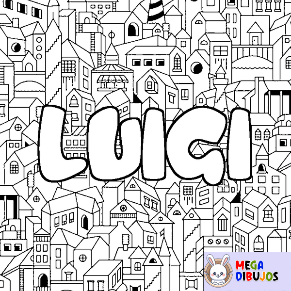 Coloraci&oacute;n del nombre LUIGI - decorado ciudad