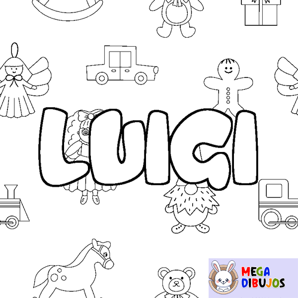 Coloraci&oacute;n del nombre LUIGI - decorado juguetes