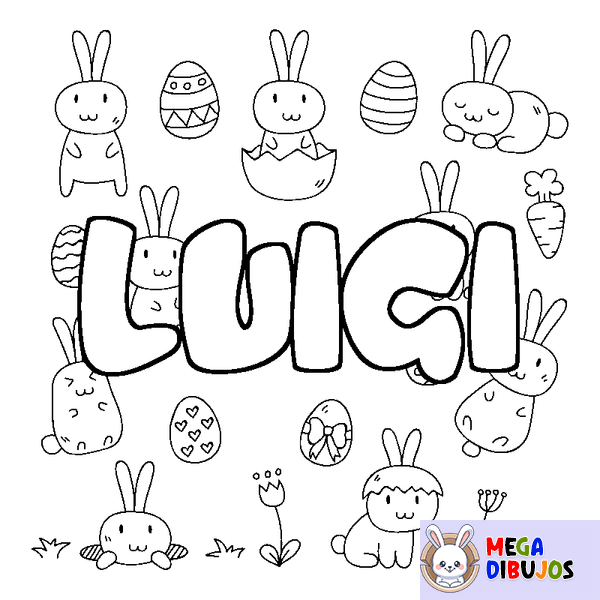 Coloraci&oacute;n del nombre LUIGI - decorado Pascua