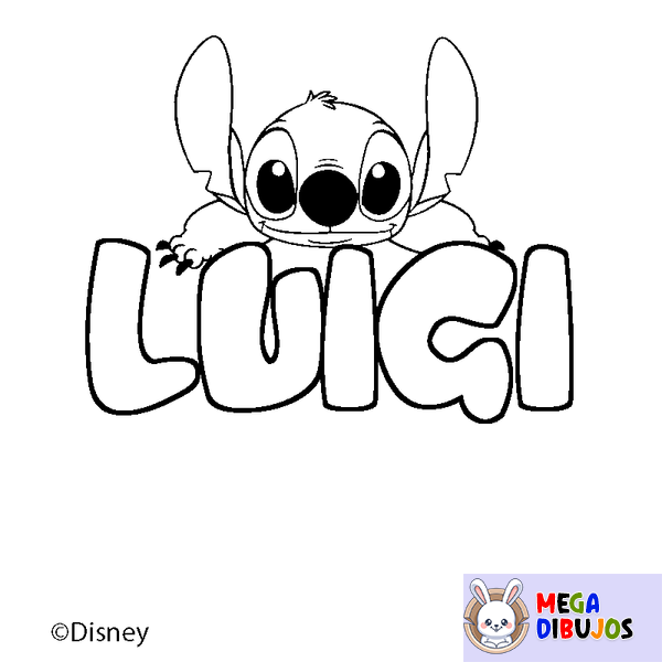 Coloraci&oacute;n del nombre LUIGI - decorado Stitch
