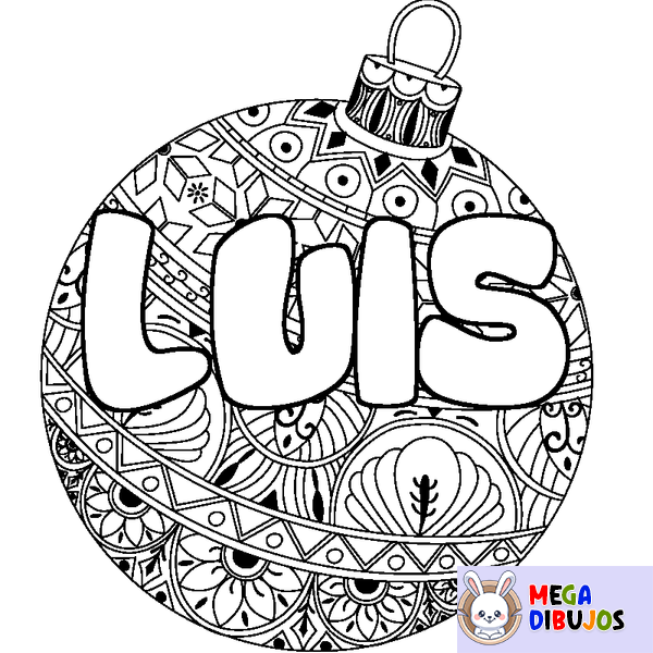 Coloraci&oacute;n del nombre LUIS - decorado bola de Navidad