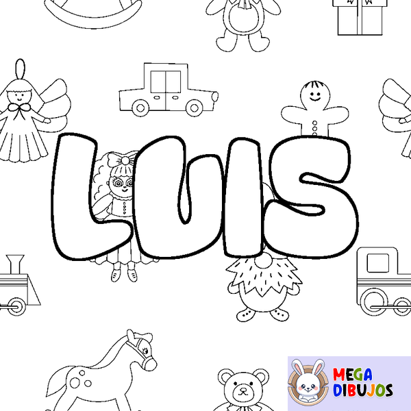 Coloraci&oacute;n del nombre LUIS - decorado juguetes