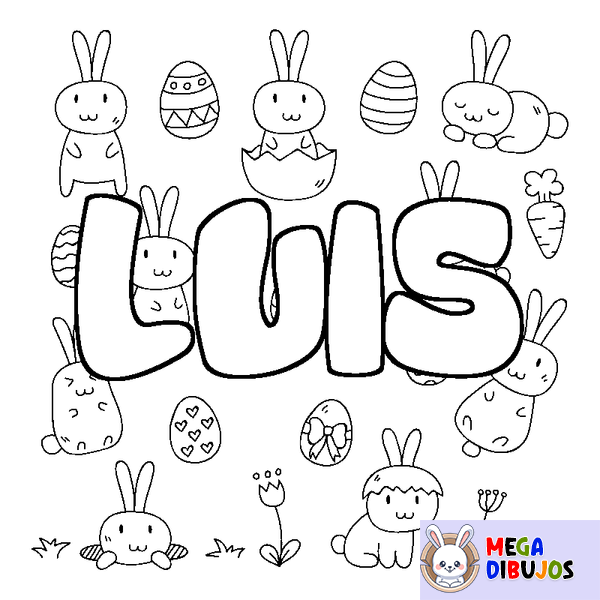 Coloraci&oacute;n del nombre LUIS - decorado Pascua
