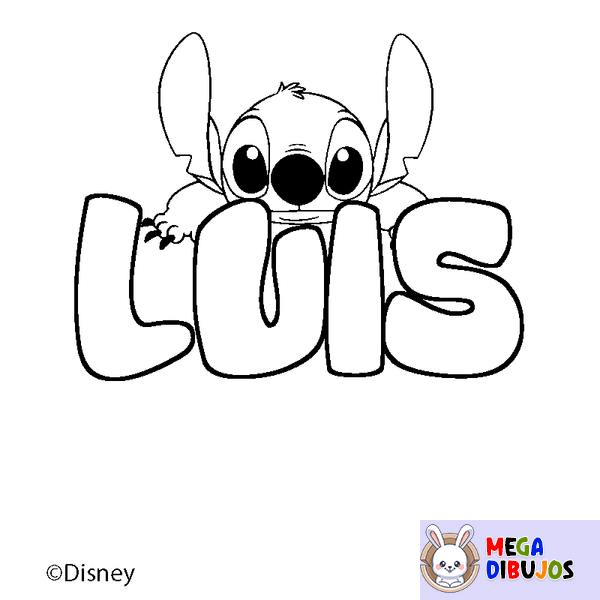 Coloraci&oacute;n del nombre LUIS - decorado Stitch