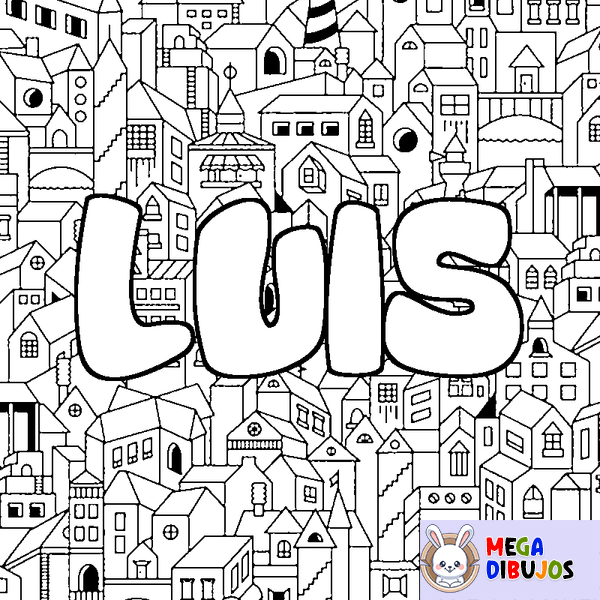 Coloraci&oacute;n del nombre LUIS - decorado ciudad
